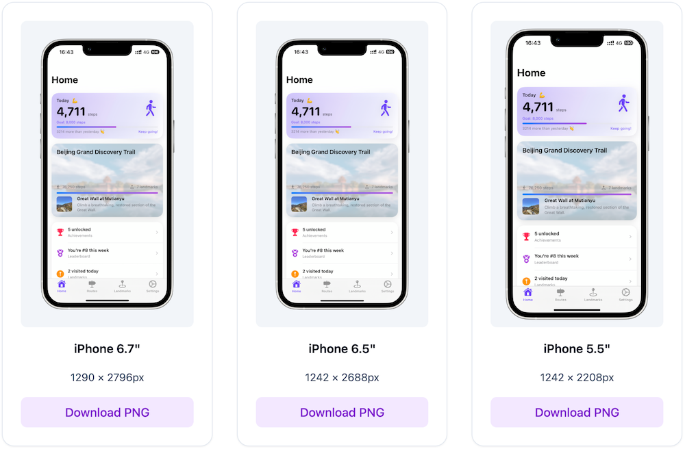 App screenshot with professional device frame